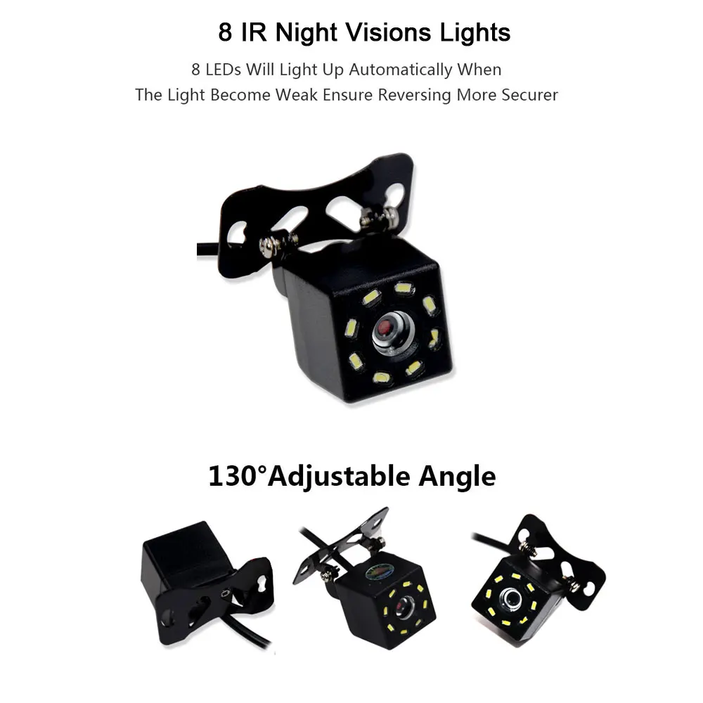 Car Rear View Camera 12LED Night Vision Reversing Automatic Parking Monitor CCD IP68 Waterproof 170 Degree High-Definition Image