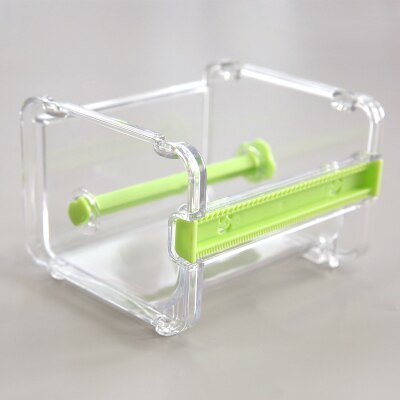 Mini papir washi tape dispenser holder to savtand bånd cutter kontor arrangør skrivebord tilbehør skoleartikler  a6071: Grøn