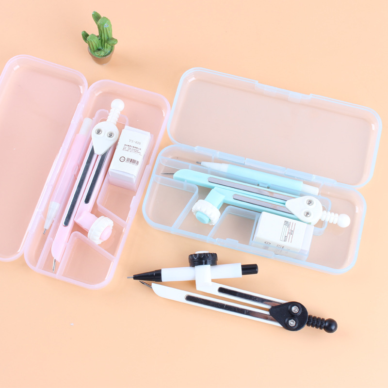 Compass 2 piece set student examination drawing international standard compass with rubber multi-function compass set