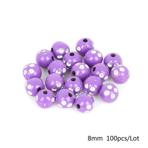 100 piece/lot 8mm Multi Colors Shiny Acrylic Round Beads For DIY Bracelets &amp; Necklaces Jewelry Makings: Dark Purple