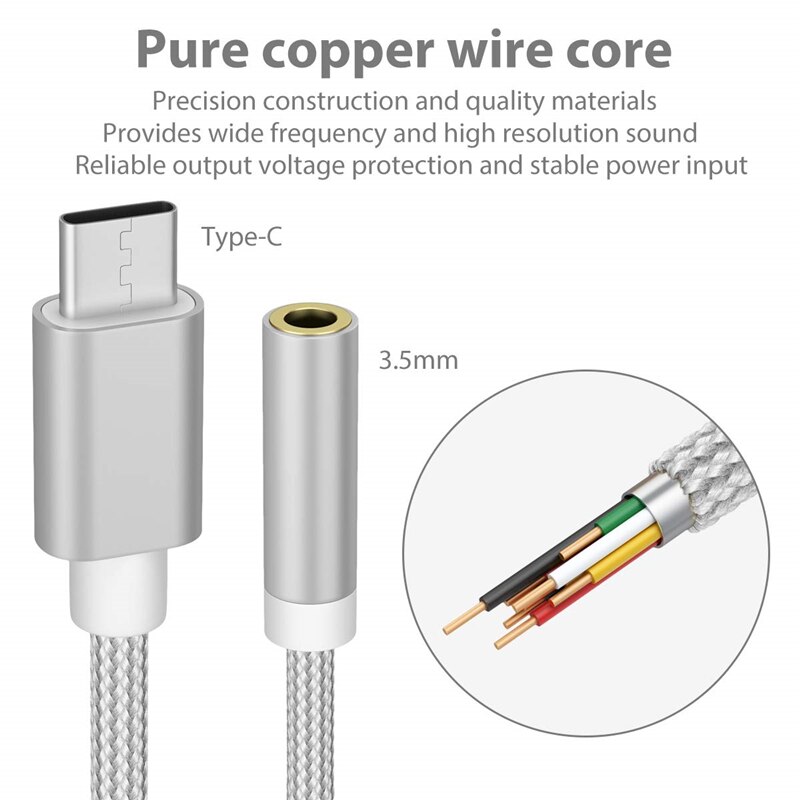 Universele Mobiele Telefoon Converter, Van Usb C Naar 3.5Mm Jack, type-C Naar 3.5Mm Koptelefoon Jack, Telefoon Connector Adapter