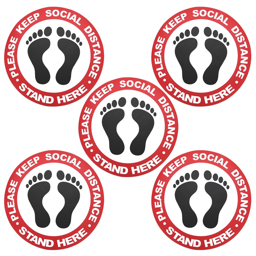 5pcs/Bag Floor Sticker Anti-Slip Safety Warning Distance Sign Floor Decal Non-Toxic PVC Stickers For Store Tile Sticker 30x30cm: G001