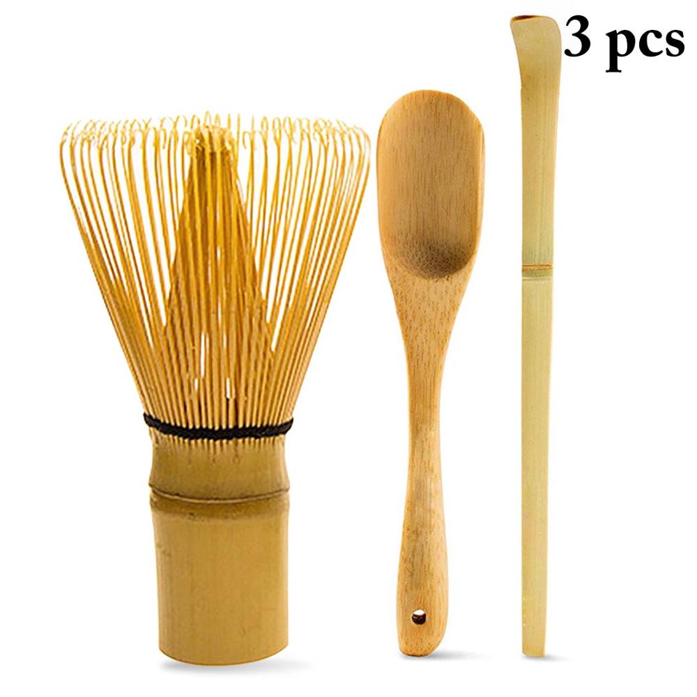 Japanese Ceremony Bamboo Whisk Traditional Scoop & Tea Spoon Green Tea Chasen Brush Kitchen Tools Green Tea Sets Accessories: Light Yellow