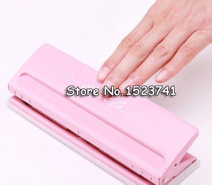 Perforator Metal 6 Hole Punch Blue Craft Puncher Paper Cutter Adjustable DIY A4 A5 A6 Loose-Leaf Punch Scrapbooking Statione: pink