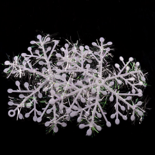 30Pcs 11cm Plastic Witte Sneeuwvlokken Kerstboom Ornamenten Opknoping Hangers Festival Xmas Jaar Party Thuis DIY Decoratie