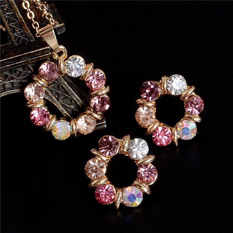 Jewelry Sets For Women Austria Crystal Rhinestone Earrings Multilayer Necklace Imitation Pearl Jewelry: F400