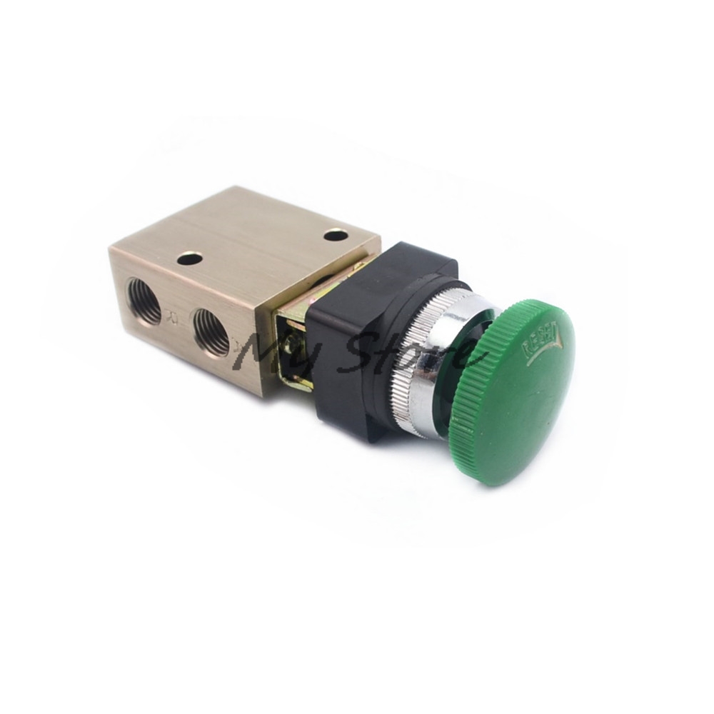 Pneumatic switch 1/4" PT Green Mushroom Button 3 2 Way Pneumatic Mechanical Valve JM 322PB