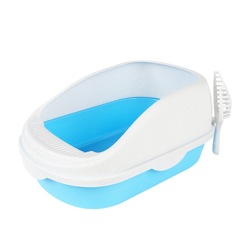 PSM Kit de adiestramiento de arenero gato cerrado, bandeja de plástico para arena de gatos, arenero gato, pala para arena para gatos, limpieza extraíble: Azul