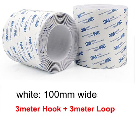 3M/Pair Self Adhesive Hook and Loop Fastener Tape 3M Hook Adhesive Tape Double Sided Sticker Carpet Gripper Pad Wall Mounting: 100mm white