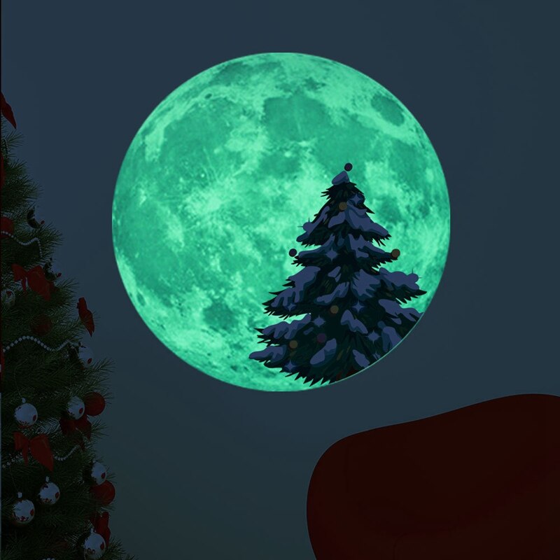 Glow in the dark muurstickers stickers kerstman kunst schattige herten festival lichtgevende maan 3d muursticker kamerdecoratie