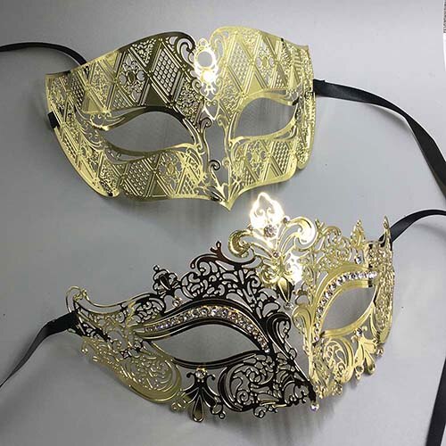 Luxus Metall Filigrane Strass Venezianischen Partei Maske Maskerade Paar Liebhaber WEIHNACHTEN Veranstaltung Hochzeit Maske viel: Gold