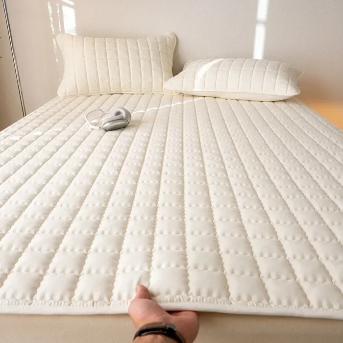 Vanntett madrassbeskytter sengetøy vattert overmadrass med elastisk bånd mykt beskyttende sengeteppe bettlaken 200 x 220: 200*220cm / Rød