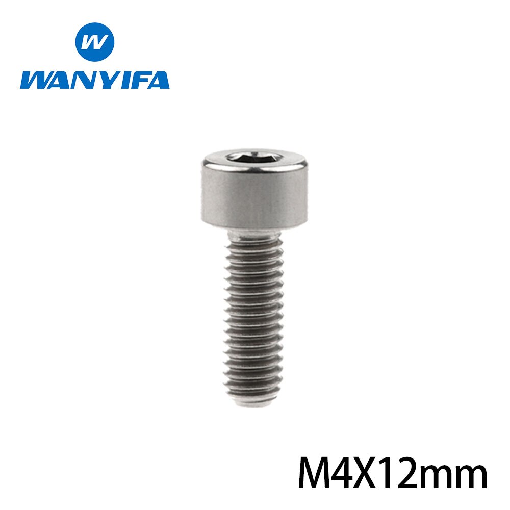 1Pcs Titanium Bolt M4x10 12 15mm Standard Head DIN912 Inner Hexagon Titanium Bicycle Stem Screws for Bike Parts: M4x12mm Silver