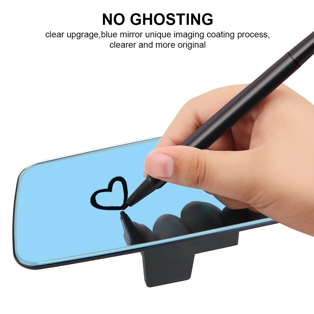 Car Interior Rear View Mirror Anti-glare Wide-angle 2.5D Full Screen HD Glass 3000R Micro Curvature Lens Blue Frameless Mirror