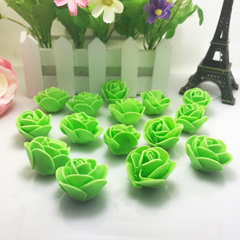 10pcs Tiffany blue Mini PE Foam Roses Artificial Flowers For Wedding Box Handmade Decoration DIY Wreath Valentine's day: green