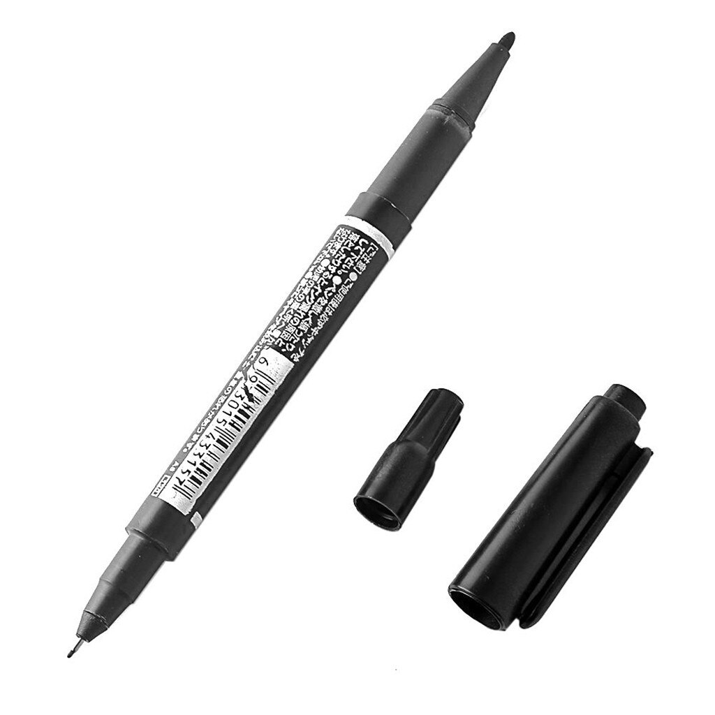 10pcs Black Double Ended Highlighter Marker Pen Oily Paint Marker Pen Kit