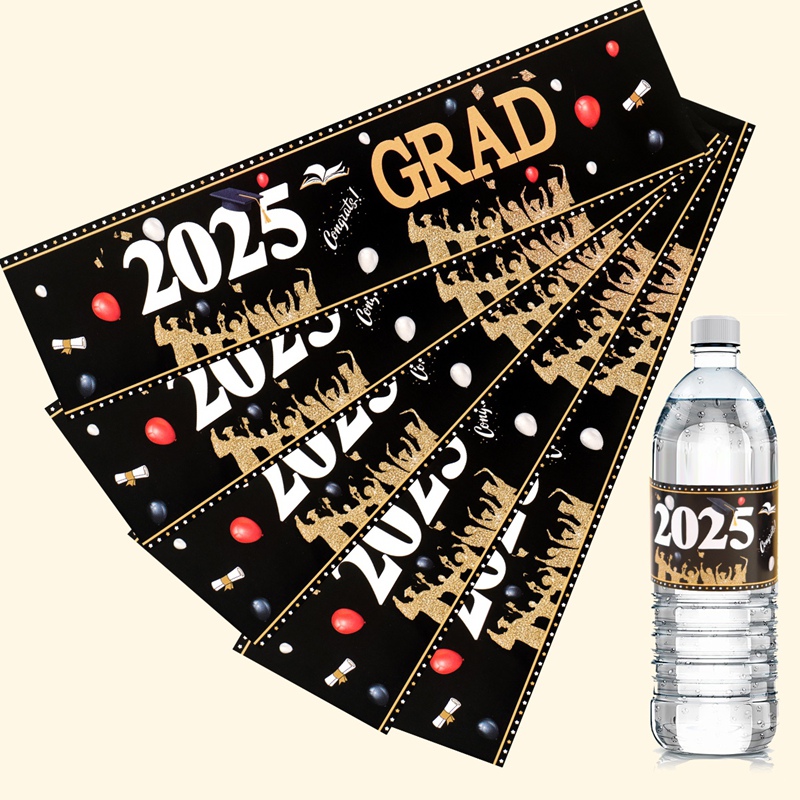 10 Stück Flaschenaufkleber für Abschlussfeiern, Jahreszeitsthema, Glückwunsch, Abschlussfeier, Dekoration, Klasse von 2025 Grad-Partyzubehör