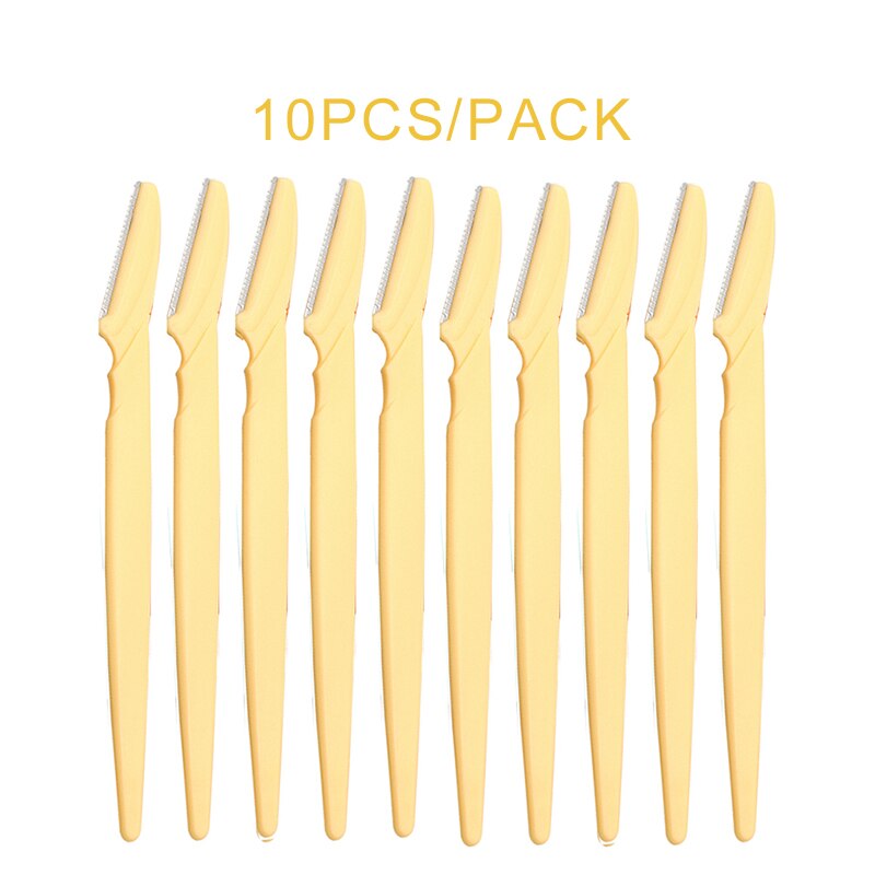 Brainbow 10pcs Eyebrow Trimmer Portable Eyebrow Razor Shaver Eye Brow Shaper Shaping Tool Scissors Facial Hair Remover for Women: Yellow
