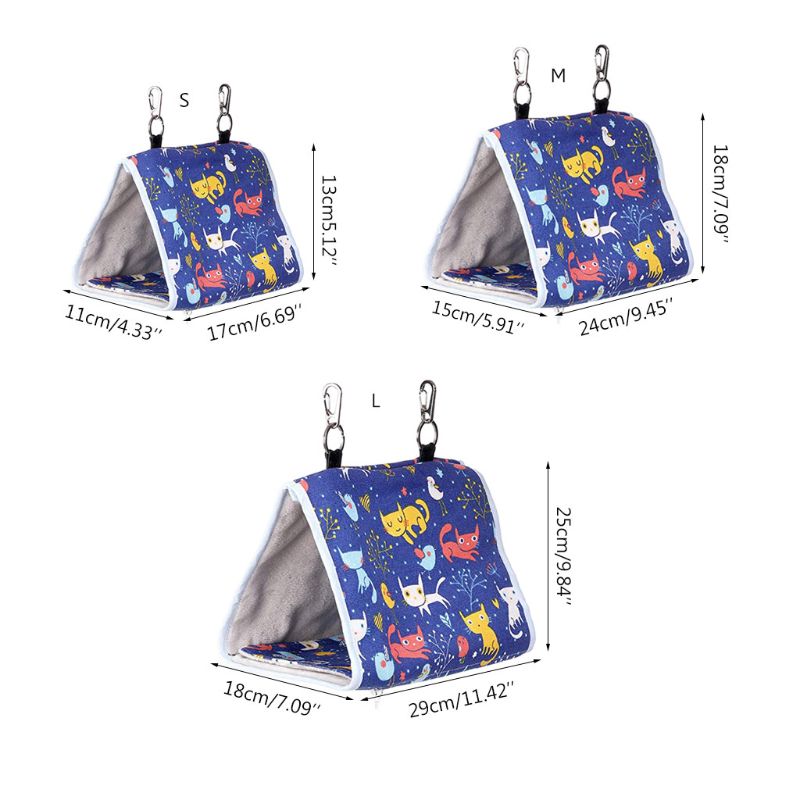 Nido de Pájaro para acurrir, refugio para loros, cálido triángulo de dibujos animados, tipo colgante, cama de felpa, accesorios para jaulas de pájaros, suministros para aves