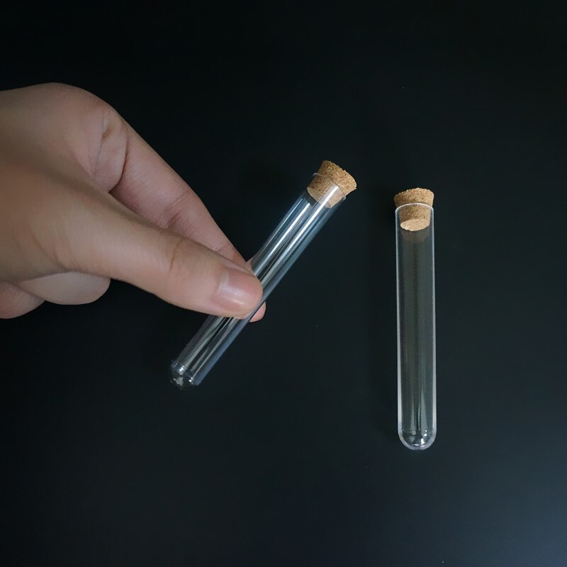 Tubes à essai en plastique transparent de laboratoire, 50 pièces 100 pièces 200 pièces 12x75mm Tube à fond rond avec bouchon
