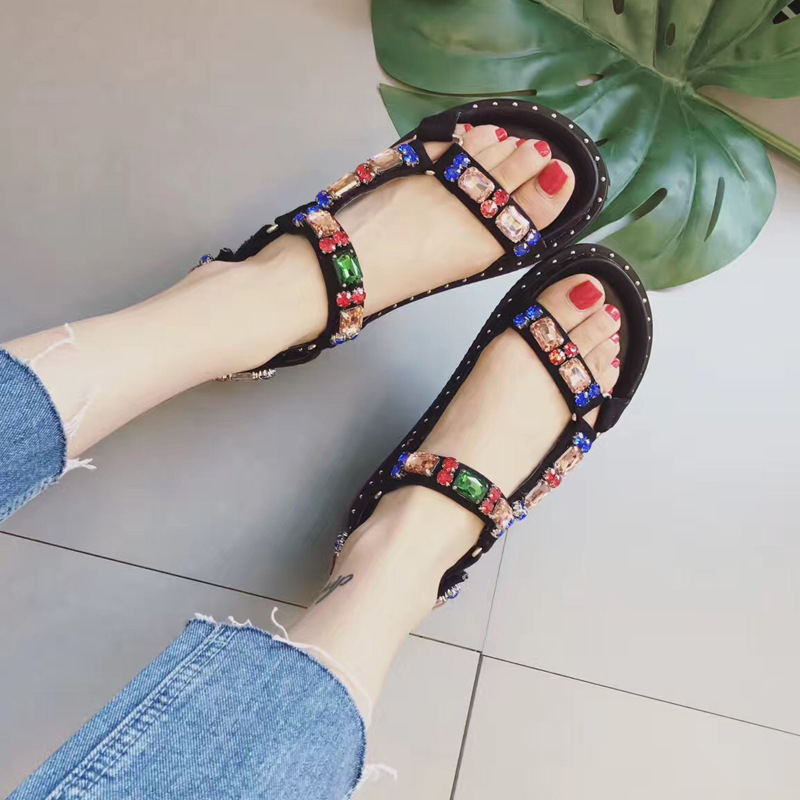 DREAM PAIRS Dames open teen enkelband casual platte plateausandalen