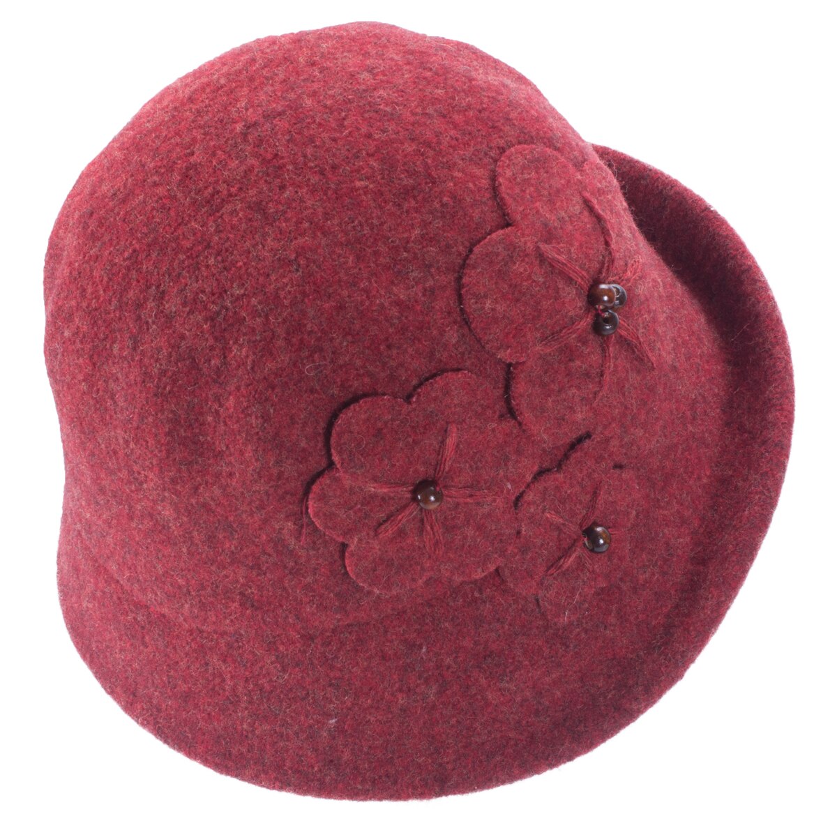 Bloemen Womens Vintage Style Opleving Rand Cloche Wol Emmer Winter Kerk Wedding Hoed A522