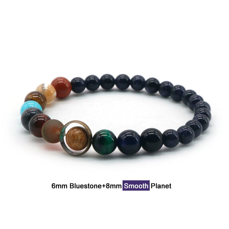 Pulsera con piedra Natural hecha a mano para hombre y mujer, brazalete con sistema Solar, Galaxia, universo, joyería MY99,: BS-SM-6mm-8mm / Women Size