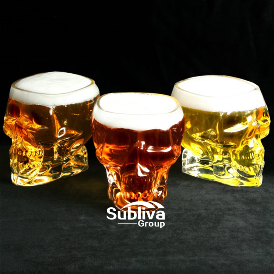 Verre de crâne pour bière, 2 pièces, 150ml, stein shot, verre de vin, tête de whisky
