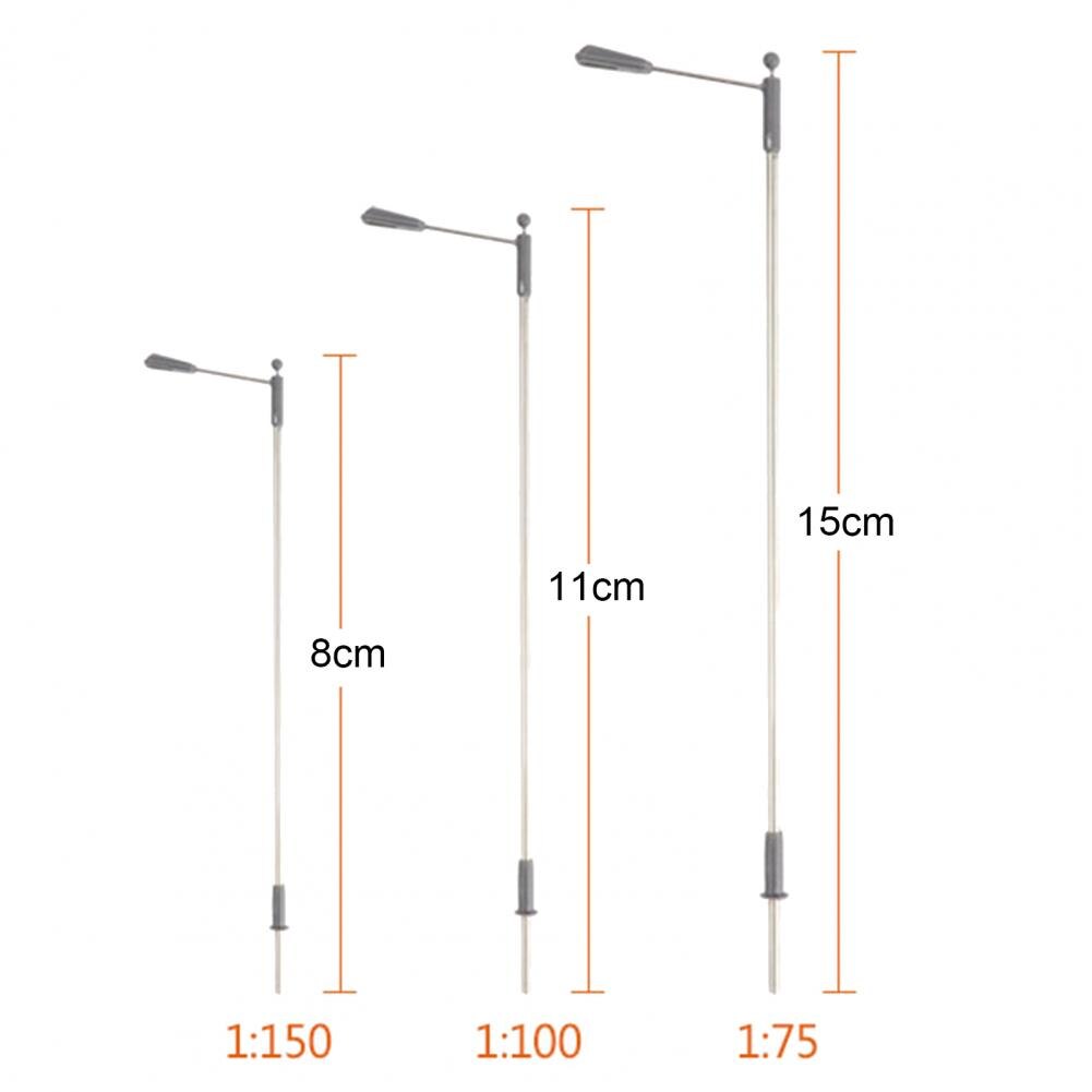 10Pcs Double Head Street Light Model LED Lighting Sand Lamp Railway Road Decor Street Light Model Lamp Railway Road Decor