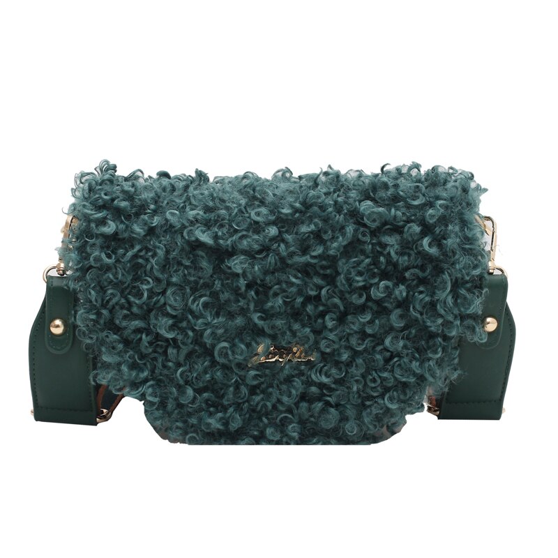 Lamswollen handtas schelpvormig crossbody tas voor dames: Groente