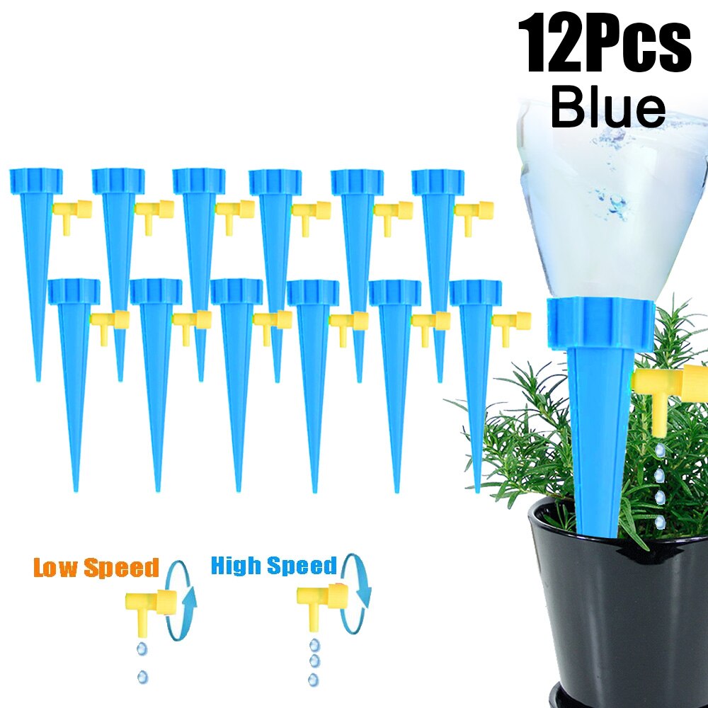 Herramienta de riego por goteo automático, Kit de sistema de riego de jardín de plantas y flores, ajustable, dispositivo de autorriego: 12PCS Blue