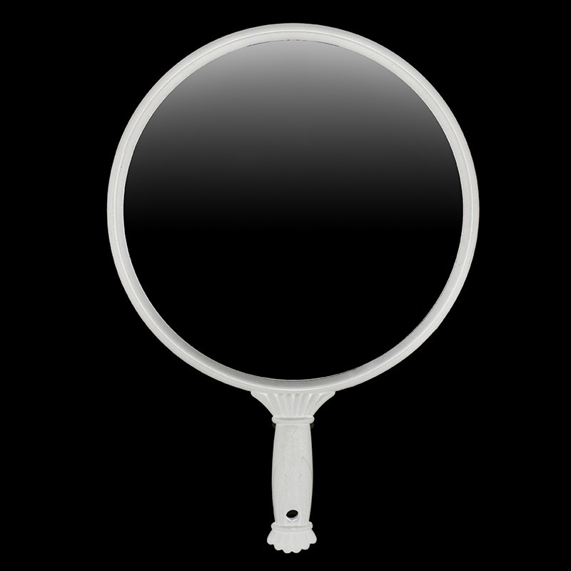 Round Handle Mirror Plastic Handle Mirror Beauty Salon Makeup Mirror Hair Salon Styling Mirror: white