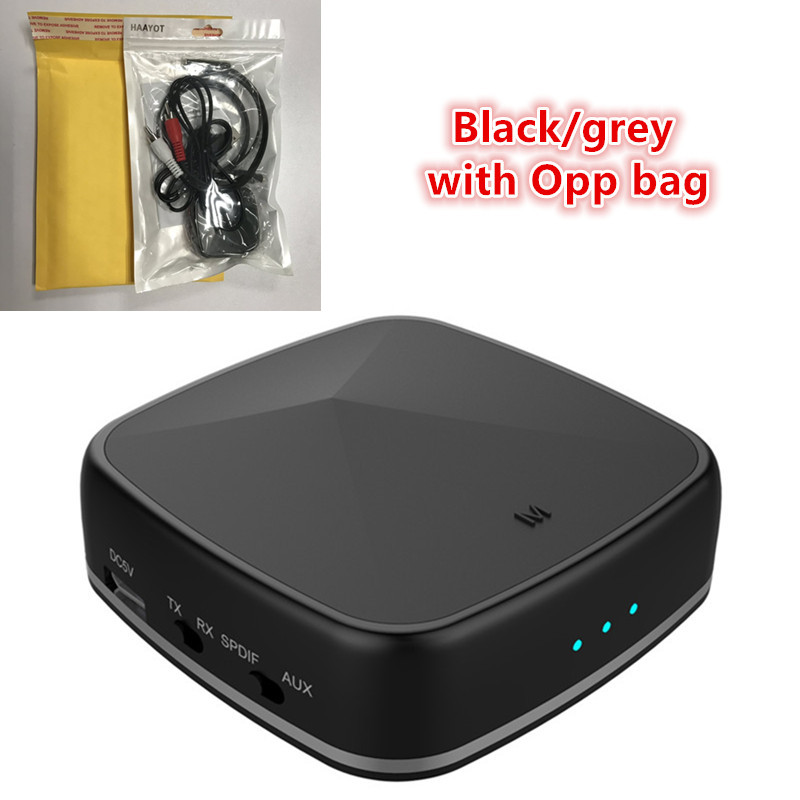 HAAYOT Bluetooth 5.0 Audio Adapter - CSR8675 Transmitter Receiver - AptX HD Low Latency - Optical SPDIF/3.5mm AUX: Black Grey No Box