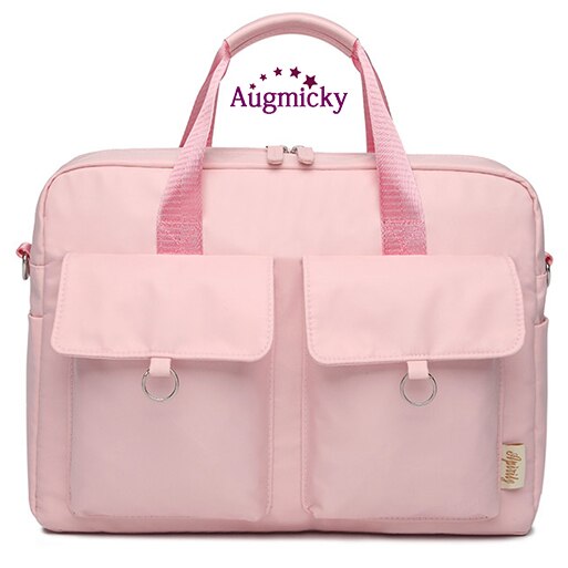 Novas mulheres bolsa de viagem do escritório ombro messenge portátil saco notebook caso maleta para macbook 13.3 14 15.6 Polegada: Rosa / 15.4-polegadas