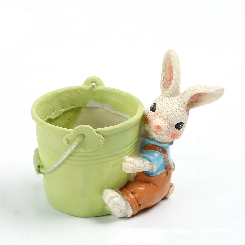 Europese Dorp Cartoon Succulente Planter Pot Combinatie Platter Ingemaakte Groene Plant Resin Konijn Decoratie Vlezige Bloempot: D