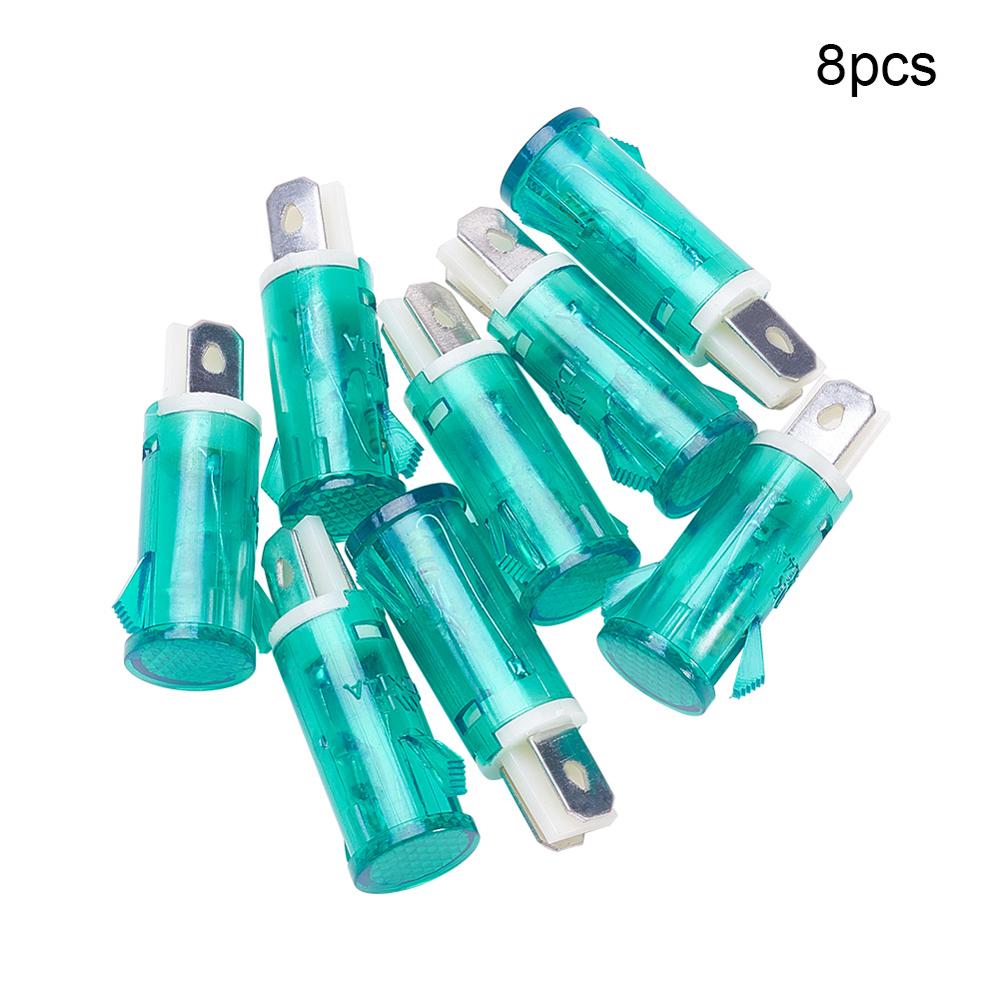 Othmro 13mm Flat Top Pilot Signal Lamp Panel Plastic Indicator Light Motorcycle LED 220V Red/ Green/Yellow Light MDX-14A: Green 8pcs