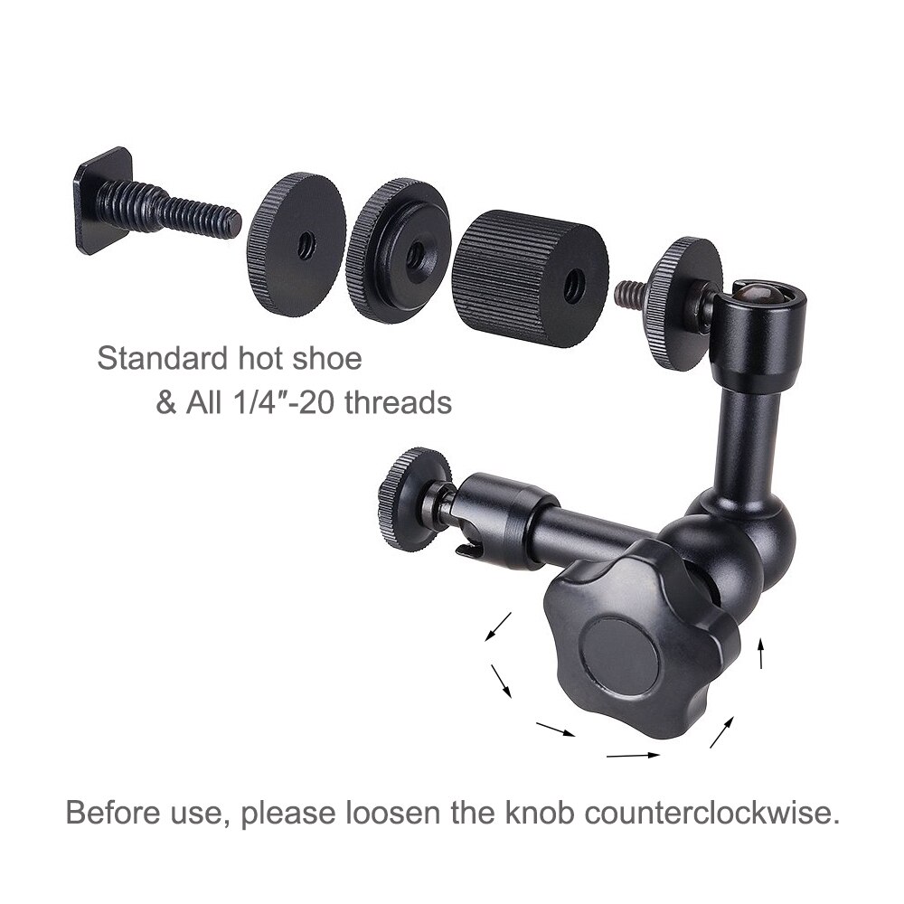 7 Inch Magic Arm with Super Clamp - Adjustable Friction Articulating Arm for DSLR Camera Accessories, LCD Monitor, LED Video Light