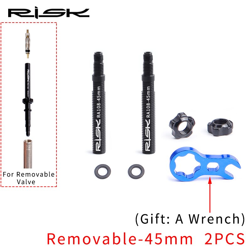 RISICO Fiets Presta Ventiel Extender Pole met 3in1 Wrench Tool 45mm/80mm Racefiets Velg ventiel Verlengstuk voor Buis Band Tubeless: Bruin