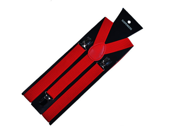 Adjustable Elasticated Adult Suspender Straps Unisex Women Men Y Shape Elastic Clip-on Suspenders 3 Clip Pants Braces: Red