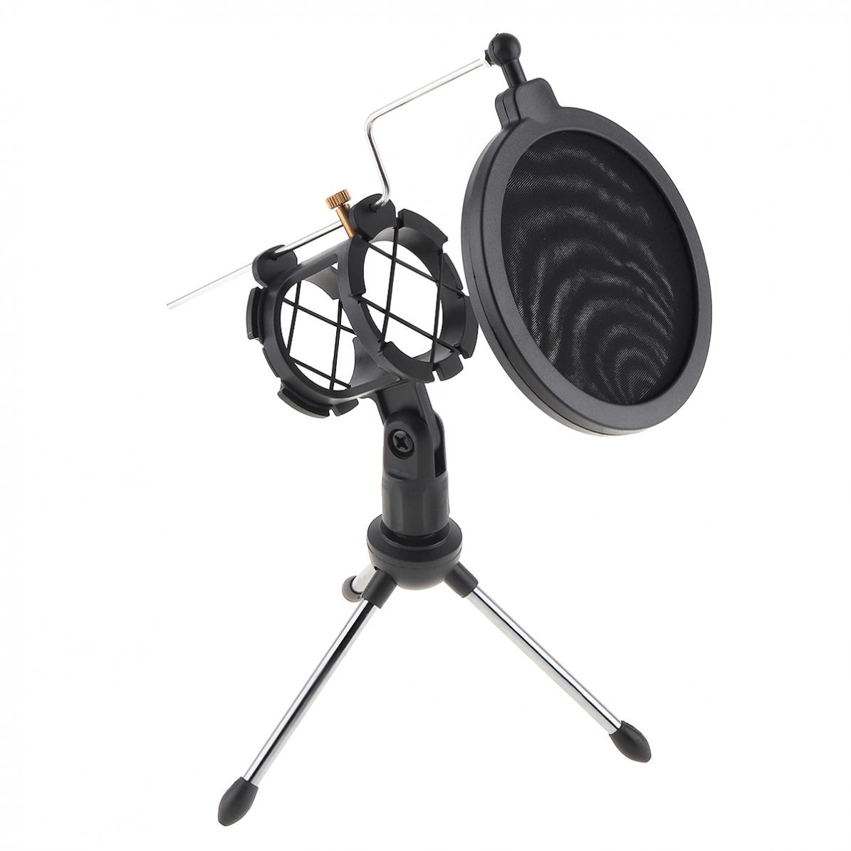 Metal Microphone Stand Tripod with Microphone Wind Rack for Meeting / Singing / Speech