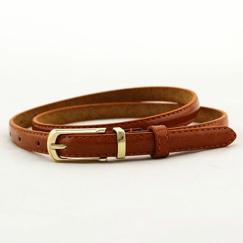 Snoepkleurige metalen gesp dunne casual riem voor dames leren riem vrouwelijke banden tailleband voor kledingaccessoires: Kameel