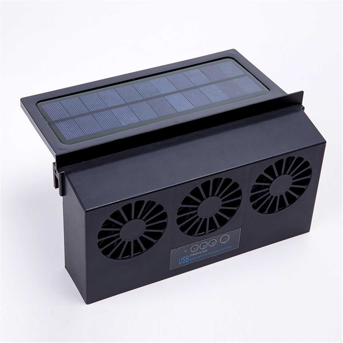 3 Fans Solar Powered Car Cooler Front/Rear Window Radiator Exhaust Fan Auto Air Vent Fan Ventilation Radiator Cooling System: Default Title