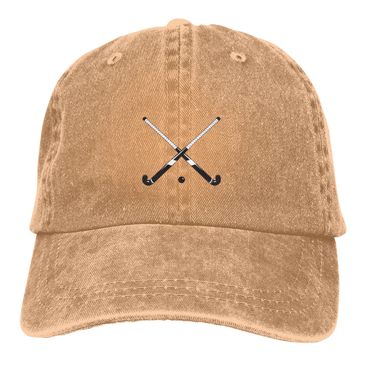 Crossed Field Hockey Sticks RetroBaseball Cap Cowboy Hat Fitted Cap Snapback Hat for Men Women Casual Cap Sun Hat Outdoor Cap: Khaki