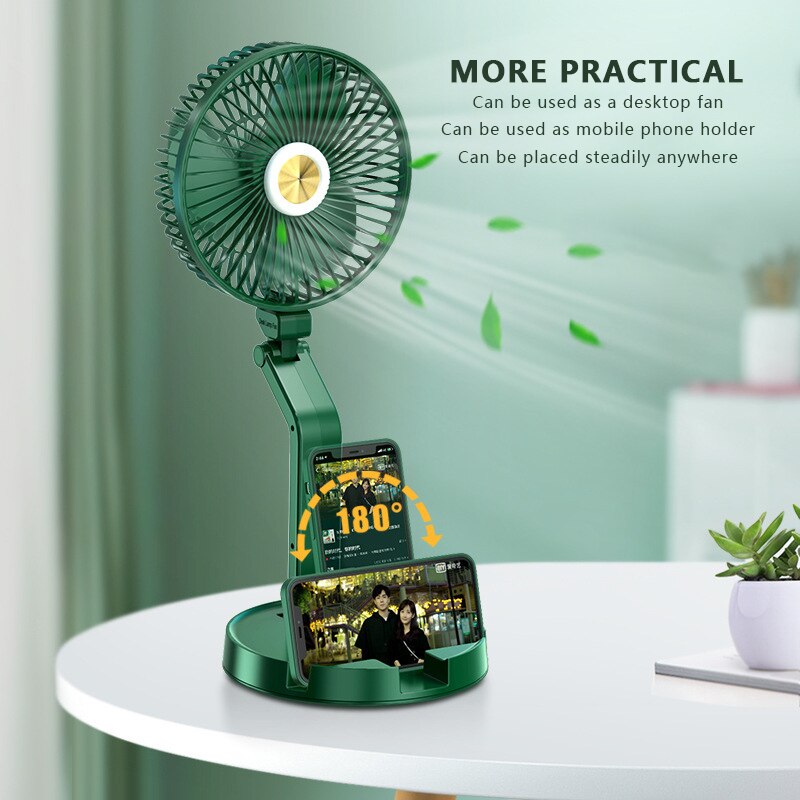 2600mAh/5200mAh Mini Portable Folding Table Lamp Fan USB Charging Table Light Fan Three Gears Wind Telescopic Fan