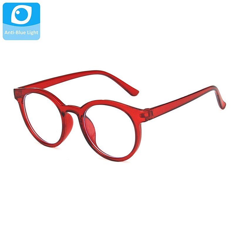 Gafas de protección contra luz azul redonda ultraligera, montura para niños, lentes transparentes, gafas para niños, gafas para niños, gafas para niñas: Rojo