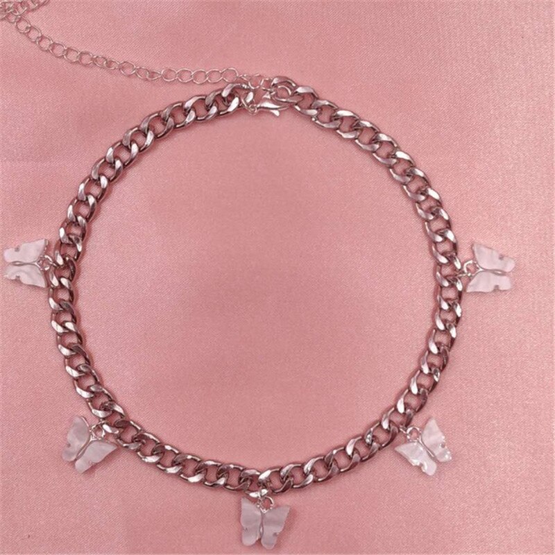 Punk Gold Silver Color Chain 5 Butterfly Choker Necklace for Women Wedding Party Statement Cute Pendant Necklaces Jewelry: 12