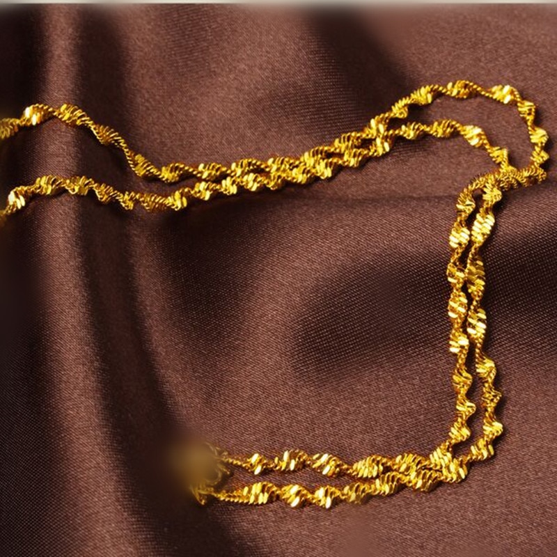 Mode-sieraden 16 &quot;-30&quot; Gold Filled Dubbele Water Wave Ketting Chain Vrouwen Ketting Karabijn Wedding party 2.5Mm