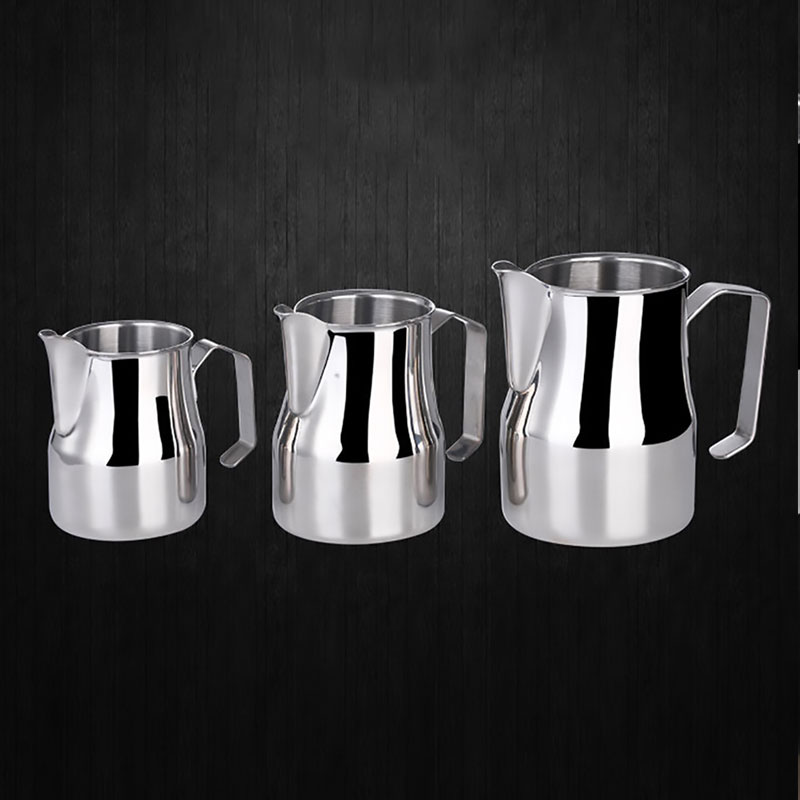 Jarra de espuma de café con leche, jarra de leche de acero inoxidable con boca redonda, 350/550/750ml