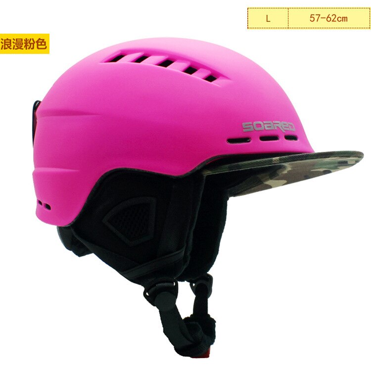 Casco de esquí Unisex de tamaño ajustable, moldeado integralmente, para snowboard, patinaje, esquí, cascos deportivos: Pink camouflage