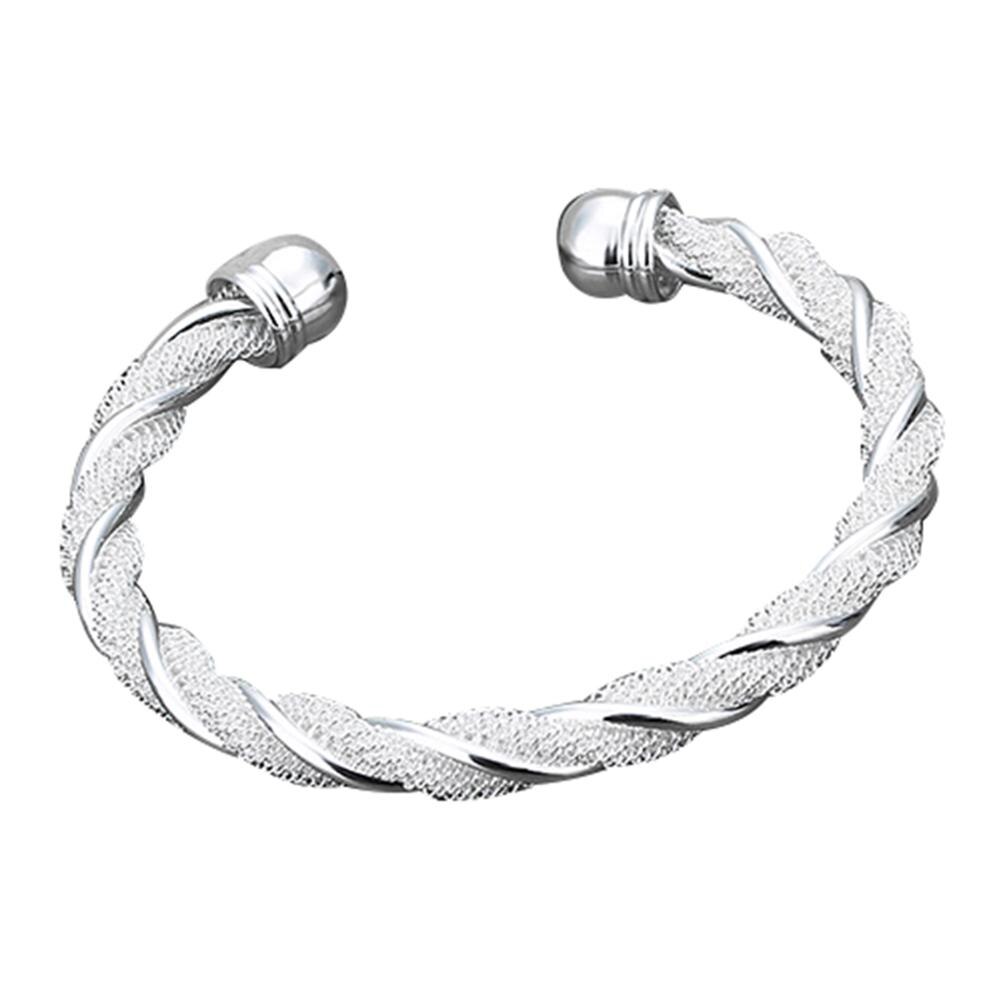 Frauen's Einfache Silber Überzogene Twist Manschette Armreif Öffnen Armbinde Schmuck Öffnung Armreif Schmuck Einfache